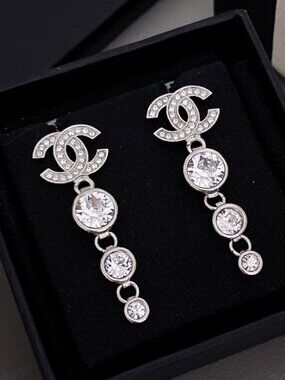 Chanel Pave Crystal CC Dangle Earrings - Barely Worn, Smoke-Free